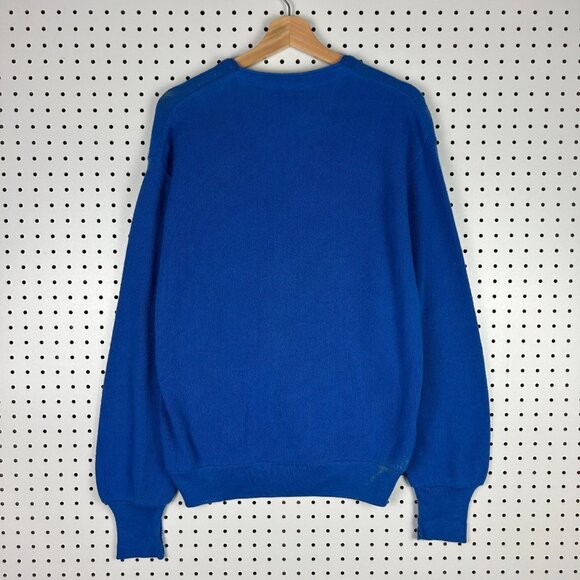 Izod Lacoste Vintage Cardigan Sweater Medium Blue Button Golf Preppy USA Made - Picture 4 of 7